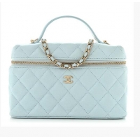 Buy Discount Chanel Caviar Quilted Top Handle Slim Vanity With Chain AS9688 Light Blue/Gold 2026