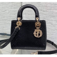 Grade Dior Small Lady Dior Bag in Snakeskin Leather DR012606 Black 2026