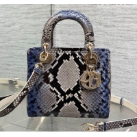 Hot Style Dior Small Lady Dior Bag in Snakeskin Leather DR012606 Grey/Blue 2026