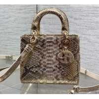 Sumptuous Dior Small Lady Dior Bag in Snakeskin Leather DR012606 Gold-Tone 2026