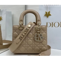 Discount Dior Small Lady Dior My ABCDior Bag in Cannage Lambskin Leather with Strass Charm Dusty Beige 0126051 2026