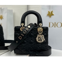 Inexpensive Dior Small Lady Dior My ABCDior Bag in Cannage Lambskin Leather with Strass Charm Black/Gold 0126052 2026