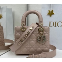 Stylish Dior Small Lady Dior My ABCDior Bag in Cannage Lambskin Leather with Strass Charm Pale Pink 0126054 2026