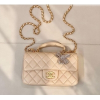 Cheap Chanel Lambskin Leather Mini Classic Flap Handbag With Top Handle and Bow Charm AS2431 Apricot 2026