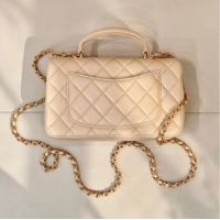 Cheap Chanel Lambskin Leather Mini Classic Flap Handbag With Top Handle and Bow Charm AS2431 Apricot 2026