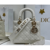 Low Price Dior Small Lady Dior My ABCDior Bag in Cannage Lambskin Leather with Strass Charm White 0126056 2026