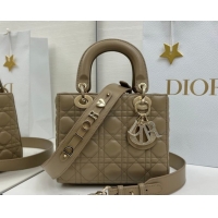 Good Looking Dior Small Lady Dior My ABCDior Bag in Cannage Lambskin Leather with Strass Charm Khaki 0126057 2026