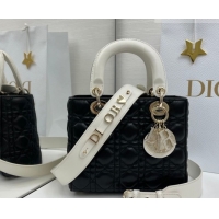 Purchase Dior Small Lady Dior My ABCDior Bag in Cannage Lambskin Leather with Strass Charm Black/White 0126059 2026