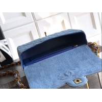 Promotional Chanel Quilted Denim & Turtoise-Shell Effect Medium Classic Flap Bag A01112 Light Blue 2026