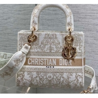Low Cost Dior Medium Lady D-Lite Bag in Latte White and Gold-Tone Dioresque Stella Cornely Embroidery 0126061 2026