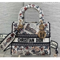 Good Quality Dior Medium Lady D-Lite Bag in Pink Souvenir de Rome Embroidery 0126064 2026