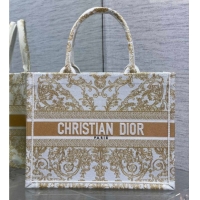 Best Grade Dior Medium Book Tote Bag in Latte White and Gold-Tone Dioresque Butterfly Cornely Embroidery 0126068 2026