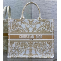 Shop Duplicate Dior Large Book Tote Bag in Latte White and Gold-Tone Dioresque Butterfly Cornely Embroidery 0126067 2026