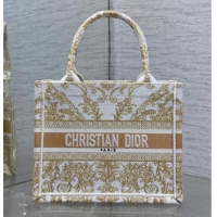 Purchase Dior Small Book Tote Bag in Latte White and Gold-Tone Dioresque Butterfly Cornely Embroidery 0126069 2026