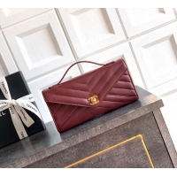 Super Quality Chanel Chevron Lambskin Leather Flap Top Handle Bag AS6044 Burgundy 2026