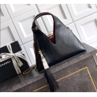 Good Quality Chanel Calfskin Leather Hobo Bag with Tassel Charm CH020406 Black 2026