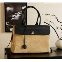Buy Fashionable Chanel Grained Calfskin Leather & Suede and Boston Bag CH020407 Beige/Black 2026