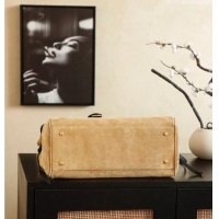 Buy Fashionable Chanel Grained Calfskin Leather & Suede and Boston Bag CH020407 Beige/Black 2026