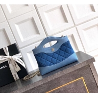 New Design Chanel Washed Denim Clutch with chain AP3656 Dark Blue 2026