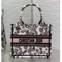 Top Grade Dior Small Book Tote Bag in Pink Multicolor Millefiori Embroidery 60126078 2026