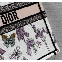 Unique Style Dior Large Book Tote Bag in Latte White Multicolor Butterflies & Iris Purple Embroidery 60126079 2026