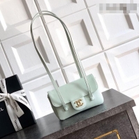 Market Sells Chanel Grained Shiny Calfskin Leather Clutch with Leather Strap AP5068 Dusty Green 2026