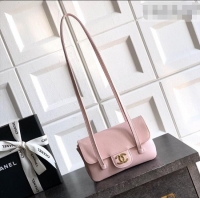Trendy Design Chanel Grained Shiny Calfskin Leather Clutch with Leather Strap AP5068 Sakura Pink 2026