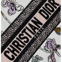 Charming Dior Small Book Tote Bag in Latte White Multicolor Butterflies & Iris Purple Embroidery 60126081 2026