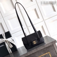 Most Popular Chanel Grained Shiny Calfskin Leather Clutch with Leather Strap AP5068 Black 2026