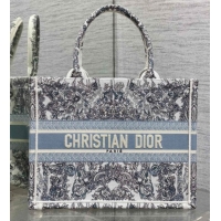Cheap Price Dior Medium Book Tote Bag in Blue Dior Stella Baroque Embroidery 60126082 2026