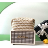 Big Discount Chanel Striped Printed Fabric Zipped Case AP4990 Beige 2026