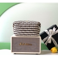 Best Product Chanel Striped Printed Fabric Zipped Case AP4990 Black 2026