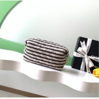 Best Product Chanel Striped Printed Fabric Zipped Case AP4990 Black 2026