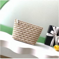 Most Popular Chanel Striped Printed Fabric Zipped Case AP4989 Beige 2026