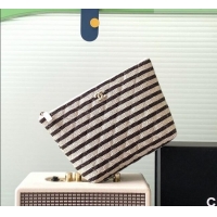 Buy New Cheap Chanel Striped Printed Fabric Zipped Case AP4989 Black 2026