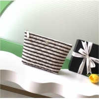 Buy New Cheap Chanel Striped Printed Fabric Zipped Case AP4989 Black 2026