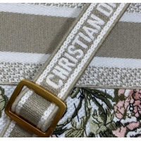 Low Price Dior Small Book Tote Bag in Multicolor Roses Embroidery and Latte White Calfskin 60126087 2026