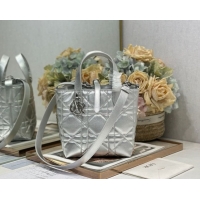 Hot Style Dior Small Toujours Vertical Tote Bag in Macrocannage Calfskin Silver-Tone 60126094 2026