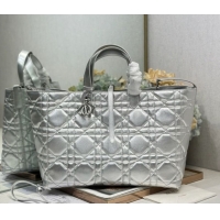 Big Discount Dior Large Toujours Tote bag in Macrocannage Calfskin Leather Silver-Tone 0126096 2026