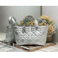 Stylish Dior Medium Toujours Tote bag in Macrocannage Calfskin Leather 0126098 Silver-Tone 2026