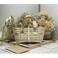 Classic Hot Dior Small Toujours Tote bag in Macrocannage Calfskin Leather 60126101 Gold-Tone 2026