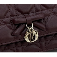 Stylish Dior My Dior Mini Bag in Cannage Lambskin Leather 0126105 Dark Burgundy 2026