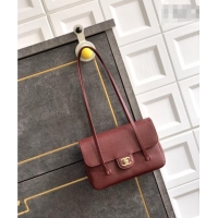 Promotional Chanel Small Flap Bag in Burgundy Grained Shiny Calfskin AS6130 Spring-Summer 2026 Pre-collection