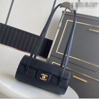 Top Design Chanel Small Bowling Bag in Black Grained Shiny Calfskin AS6130 Spring-Summer 2026 (Pre-order)