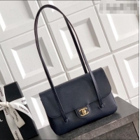 Popular Style Chanel Small Flap Bag in Navy Blue Grained Shiny Calfskin AS6130 Spring-Summer 2026 Pre-collection