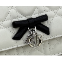 1:1 aaaaa Dior My Dior Mini Bag in Cannage Lambskin Leather with Bow White/Black 0126114 2026