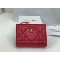 Unique Style Dior Caro Dahlia Wallet with Crystals in Macrocannage Lambskin Leather Red 0127001 2026