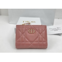 Shop Duplicate Dior Caro Dahlia Wallet with Crystals in Macrocannage Lambskin Leather Vintage Pink 0127002 2026