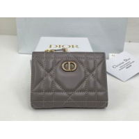 Good Looking Dior Caro Dahlia Wallet with Crystals in Macrocannage Lambskin Leather Dark Grey 0127003 2026