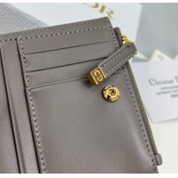 Good Looking Dior Caro Dahlia Wallet with Crystals in Macrocannage Lambskin Leather Dark Grey 0127003 2026